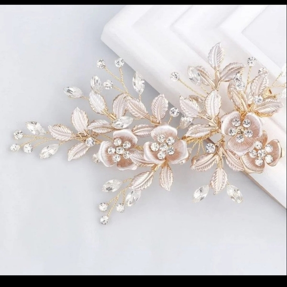 Sweetv Accessories - Rose Gold Floral Wedding Clip